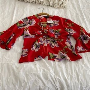 TOPSHOP RED FLORAL TOP